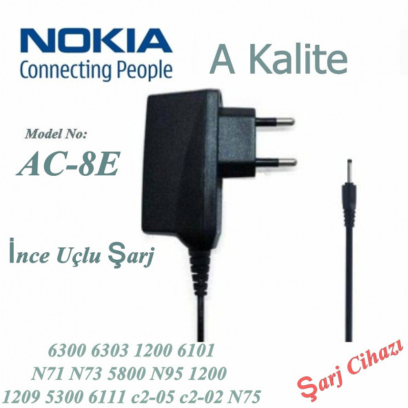 Nokia Ince Uç Şarj Cihazı 6300 1200 2700 3110 5130 5300 5800