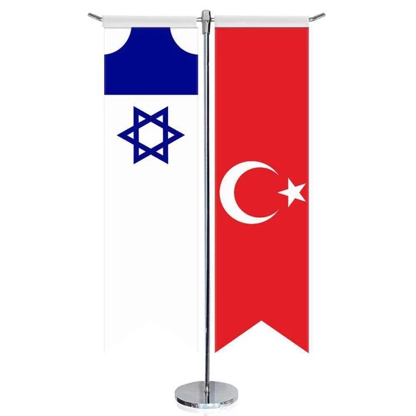 Karamanoğulları Beyliği Bayrağı ve Türkiye - Kırlangıç - Saten T direk 2li Masa Bayrağı