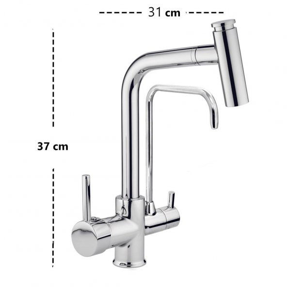 Venita Spiralli Çift Fonksiyonlu Arıtmalı Mutfak Bataryası İnci - 2