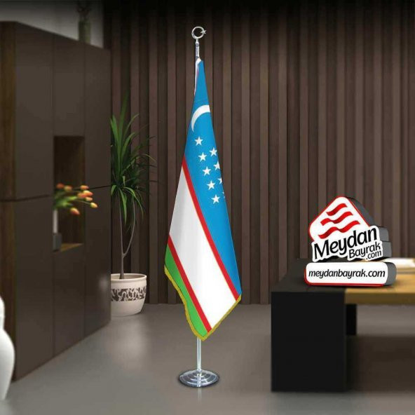 Özbekistan Cumhuriyeti Bayrak -Ofis -Makam-Toplantı Odaları -Direkli -Saçaklı Makam Bayrağı