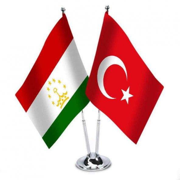 Tacikistan - Türkiye - İkili Saten Masa Bayrağı