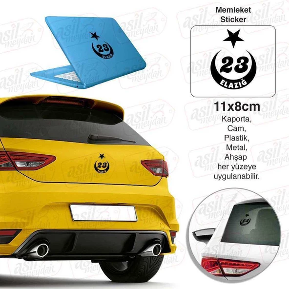 Elazığ Plaka 23 Ay Yıldız Siyah Sticker, Araba, Araç, Etiket, Aksesuar, Tuning, Modifiye, Arma