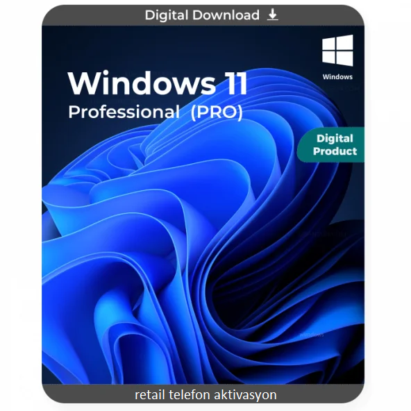 Windows 11 Pro 32-64 Bit Destekli Türkçe-Ingilizce Global Dijital Lisans Anahtarı