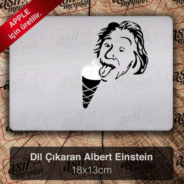 Albert Einstein Dondurma Apple Macbook, Pro Sticker Etiket Dekoratif Kendinden Yapışkanlı Çıkartma
