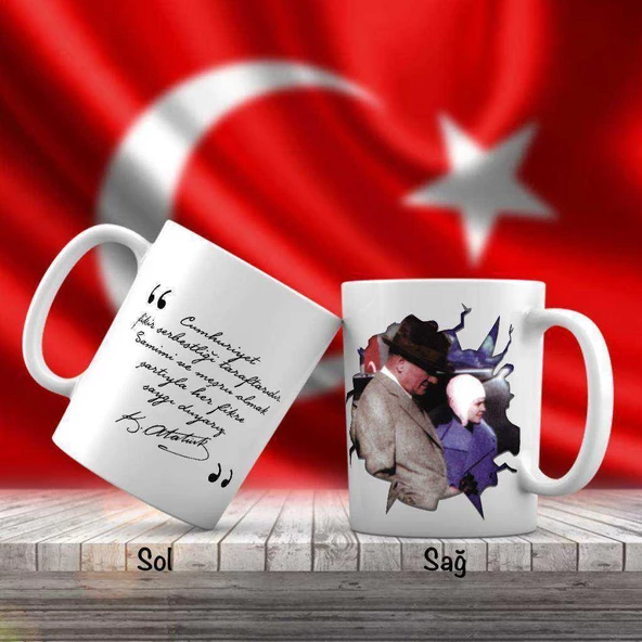 Sabiha Gökçen ve Mustafa Kemal Atatürk - Atatürk'ün Sözleri -Kupa Bardak