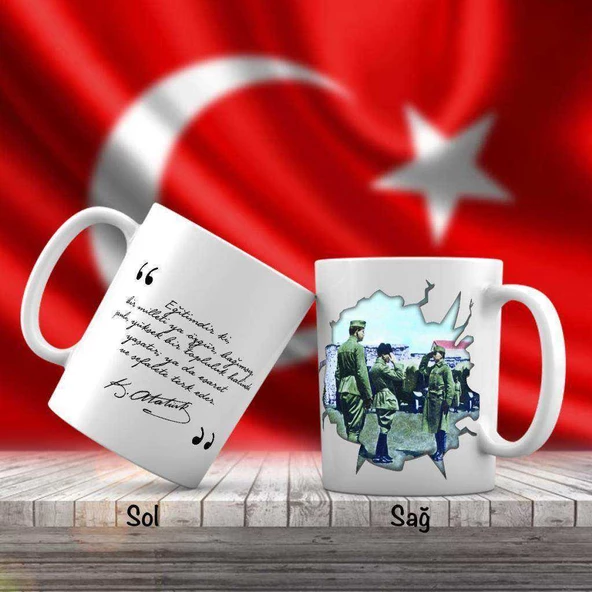 Askerini Selamlayan Gazi Mustafa Kemal Paşa - Atatürk'ün Sözleri -Kupa Bardak