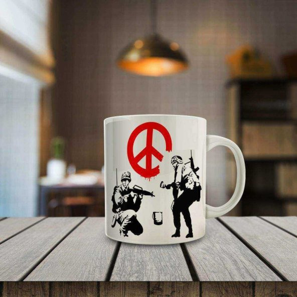Banksy - Peace Soldiers Kupa Bardak - Hediyelik