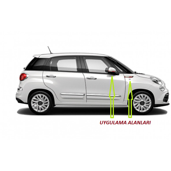 Fiat 500 Yan Aynalar Ve Çamurluk Yanı Damla Desen Bıçak Logo Arma Seti - Resim 5