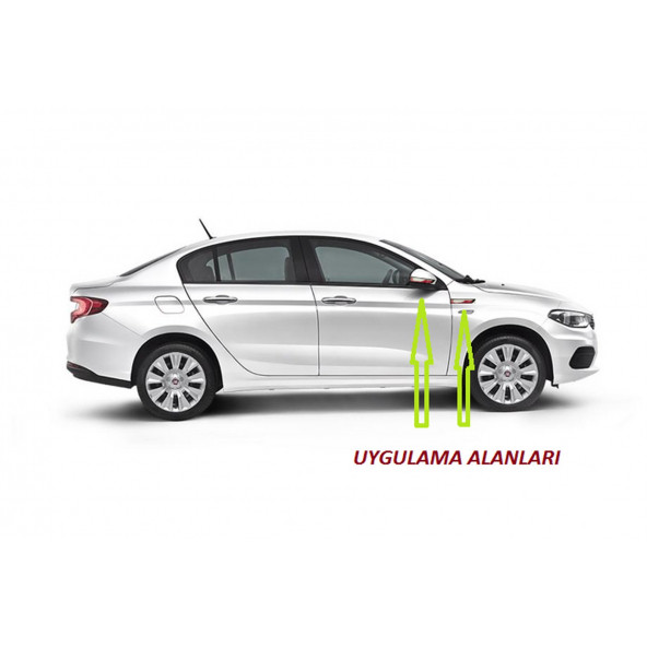 Fiat Egea Yan Aynalar Ve Çamurluk Yanı Damla Desen Bıçak Logo Arma Seti - 5