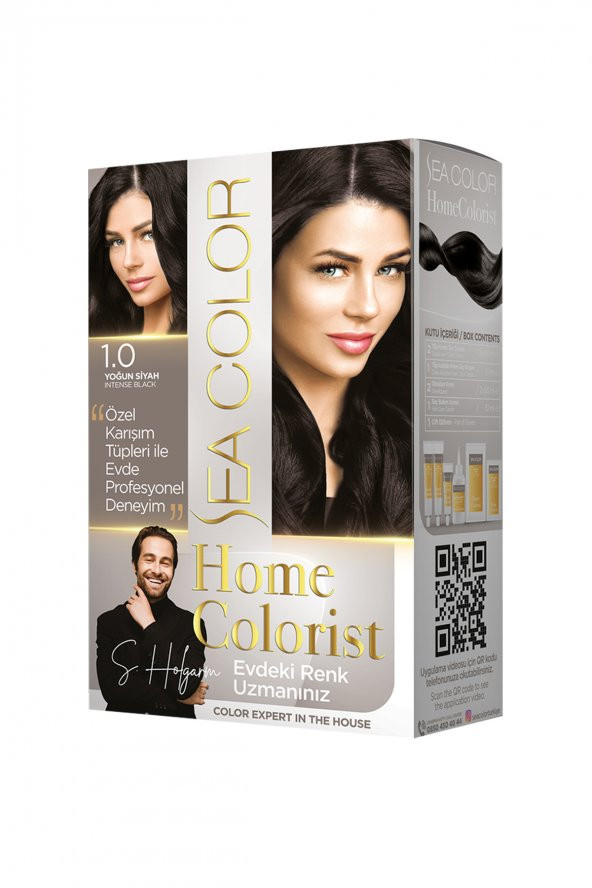 2 Tüp Home Colorist 1.0 Yoğun Siyah Premium Saç Boyası Evde Profesyonel Sonuç - 1