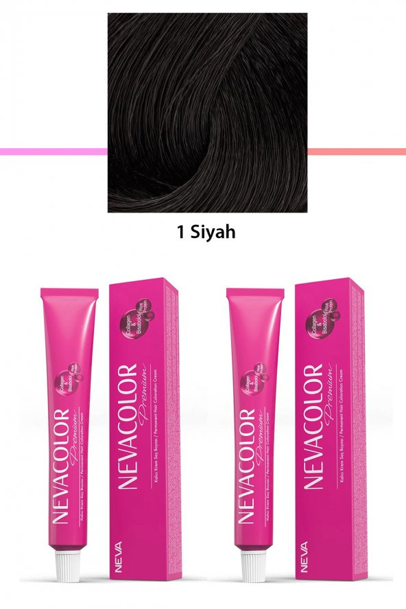 2 li Set Premium 1 Siyah - Kalıcı Krem Saç Boyası 2 X 50 g Tüp - 3