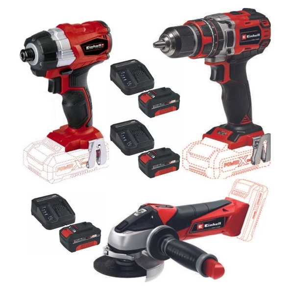 Einhell Te-Ci 18 Bl Vidalama Te-Cd 18/50 Li-I Bl Matkap Te-Ag 18/115 Avuç Taşlama 3X4.0AH Set