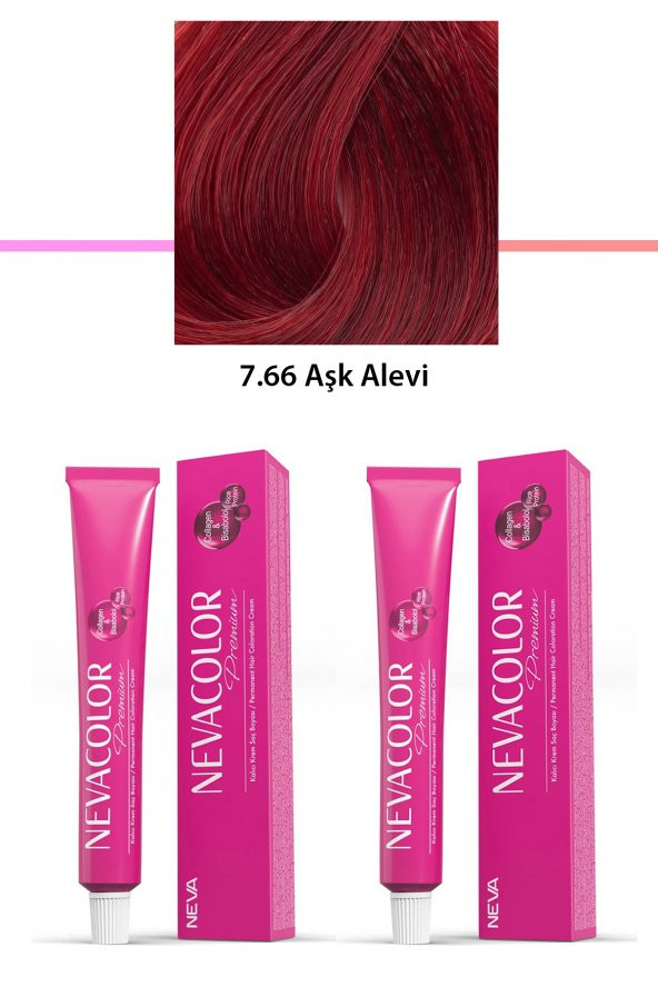 2 li Set Premium 7.66 Aşk Alevi - Kalıcı Krem Saç Boyası 2 X 50 g Tüp - 3