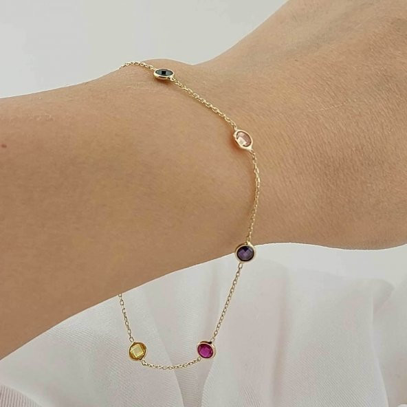 Renkli taşlı altın bileklik 1.35 Gram - Resim 2