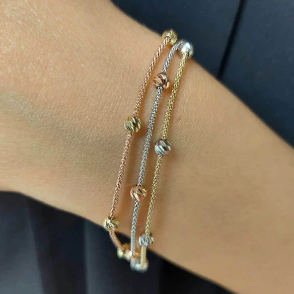 Altın bileklik 3 renk toplu 4,70 gram - Resim 2