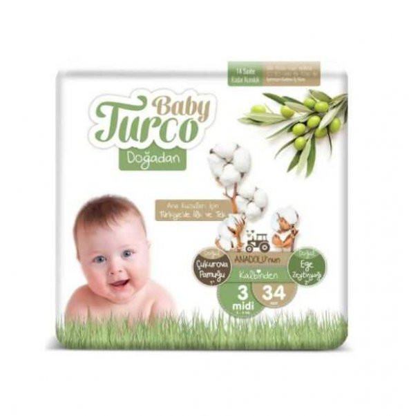 Baby Turco Bebek Bezi 3 Numara 34 lu x 5 Adet