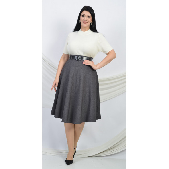 SORALLİNE KADIN KLOŞ ETEK KIŞLIK 780 GRİ - 4