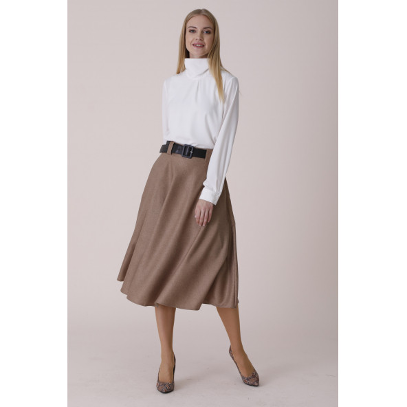 SORALLİNE KADIN KLOŞ ETEK KIŞLIK 780 VİZON - 3