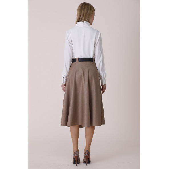 SORALLİNE KADIN KLOŞ ETEK KIŞLIK 780 VİZON - 4