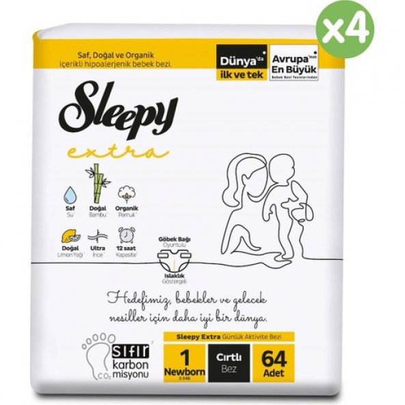 Sleepy Extra Günlük Aktivite Ultra Paket Bebek Bezi 1 Numara Yenidoğan 256 Adet - 2