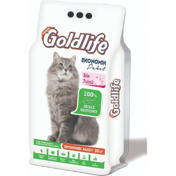 Goldlife Ekonomik Paket Bebe Pudra Kokulu Kedi Kumu 20 Lt İnce Taneli