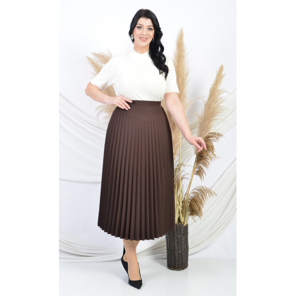 SORALLİNE KADIN PLİSOLEY ETEK 781 KAHVERENGİ - 2