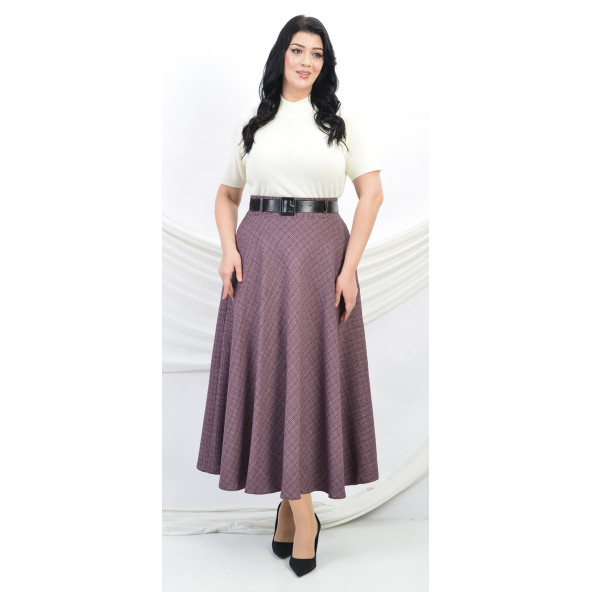 SORALLİNE KADIN BUKLET KUMAŞ KLOŞ ETEK 779 MÜRDÜM