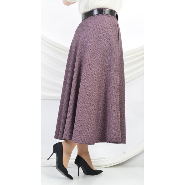 SORALLİNE KADIN BUKLET KUMAŞ KLOŞ ETEK 779 MÜRDÜM - 5