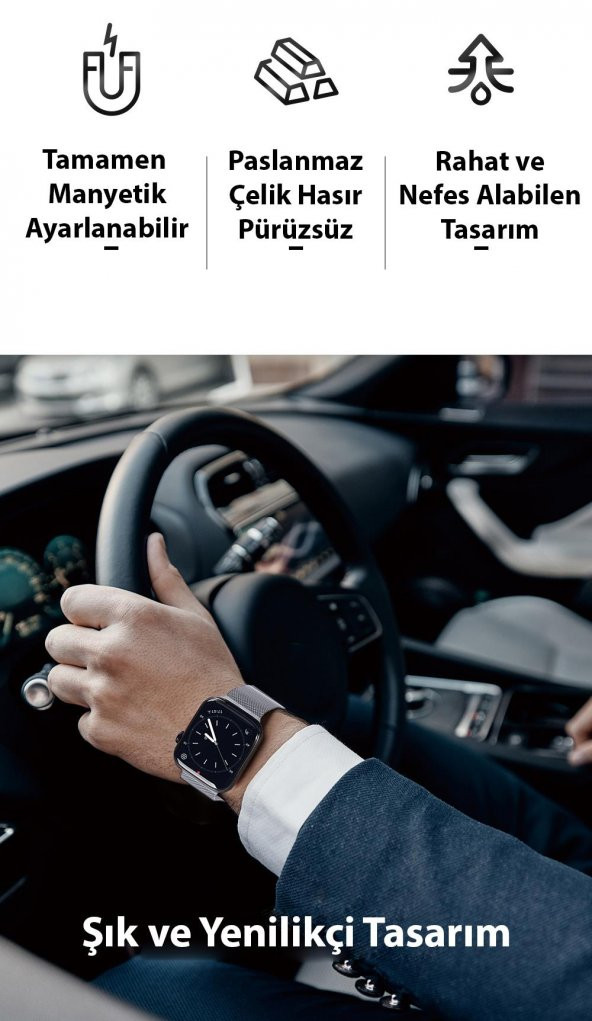 Polham Çelik Milano Loop Samsung Galaxy Watch 20MM ve Huawei GT2-GT3- Magic 2 42MM için Kordon Kayış - 12