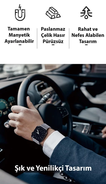 Polham Milano Loop Çelik Ultra Hafif Apple Watch 38-40-41MM için Kordon Kayış, Paslanmaz Çelik Kayış - Resim 10