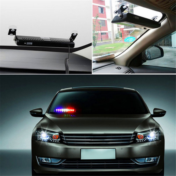 Kumandalı Polis Çakarı Cam İçi Vantuzlu 9 Led Kırmızı Mavi Beyaz Çakmaklık Girişli Ön Arka Cam - 4