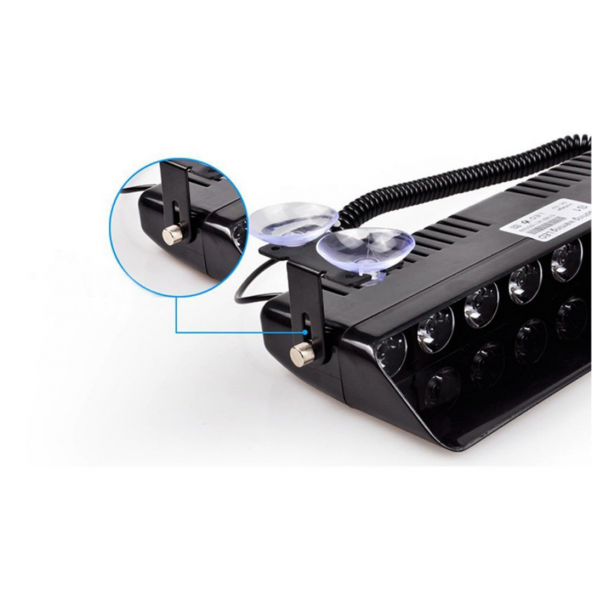 Kumandalı Polis Çakarı Cam İçi Vantuzlu 9 Led Kırmızı Mavi Beyaz Çakmaklık Girişli Ön Arka Cam - 7