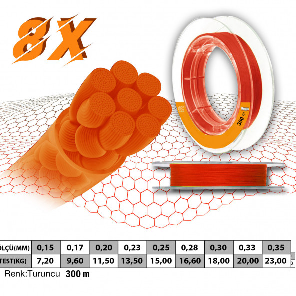 Mercan Platinum PE 8X Örgü İp 300 m Makara Misina - 6