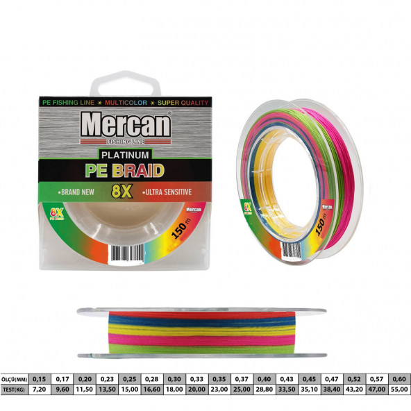 Mercan Platinum PE 8X Örgü İp 150 m Makara Misina - 2