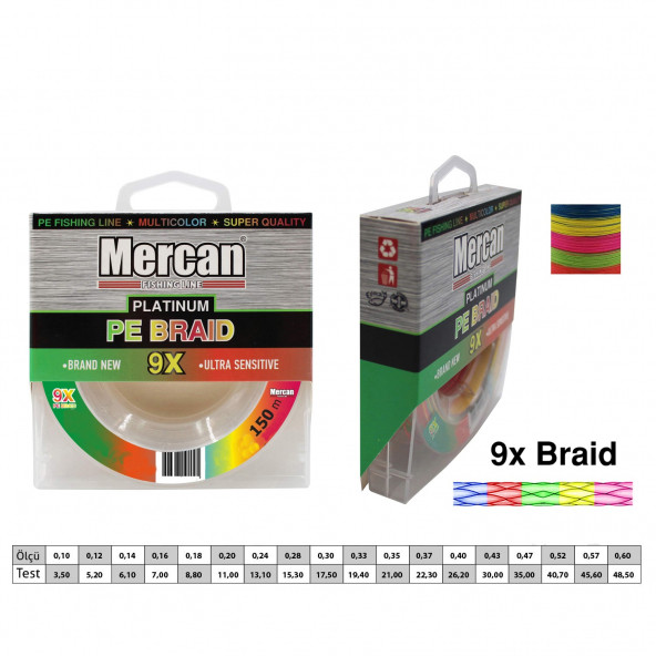 Mercan Platinum PE 9X Örgü İp 150 m Misina - 2