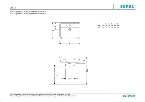 Serel Star Lavabo 48x60 Cm (De30) + Star Yarım Ayak (De21) DE30+DE21 - 2