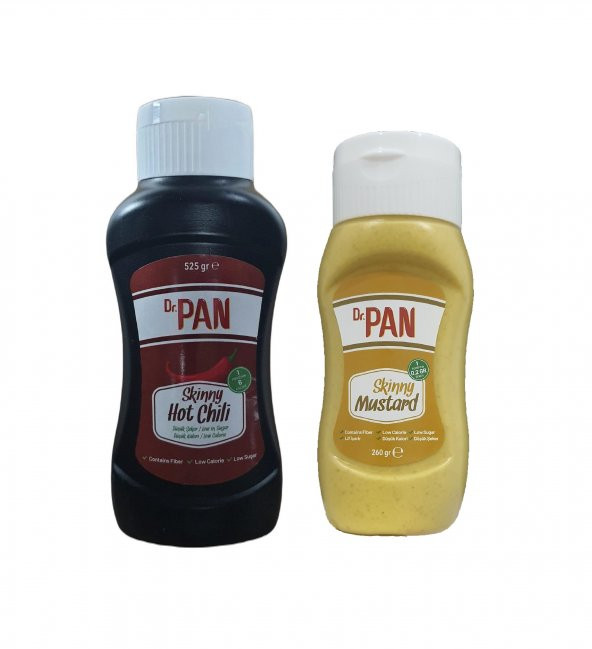 Dr Pan 2li Şekersiz Sos Paketi Hot Chili Sos 525 gr - Hardal Sosu 260 gr Şekeriz Düşük Kalorili