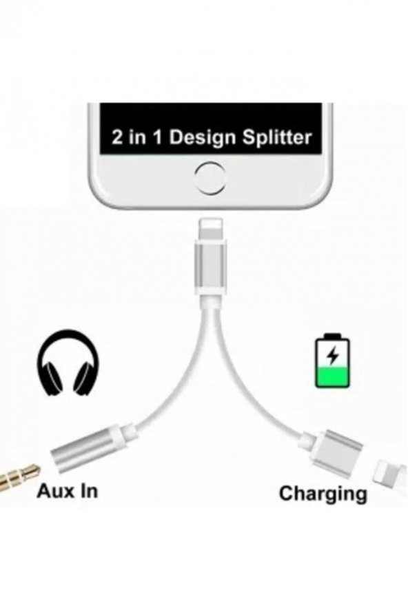 Lightning Kulaklık Şarj Çevirici Çoklayıcı Dönüştürücü Adaptör - 3