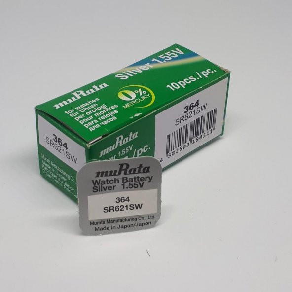 Murata-Sony 364 SR621SW 1,55V Saat Pili 10lu Paket