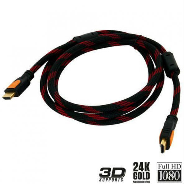 3 Metre Hdmi Hdmi Kablo Örgülü 4K Ultra Hd Altin Uçlu 3D