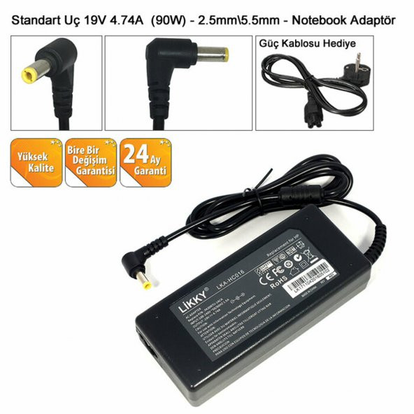 19V 4.74A 5.5x2.5 Laptop Notebook Adaptör Şarj Aleti