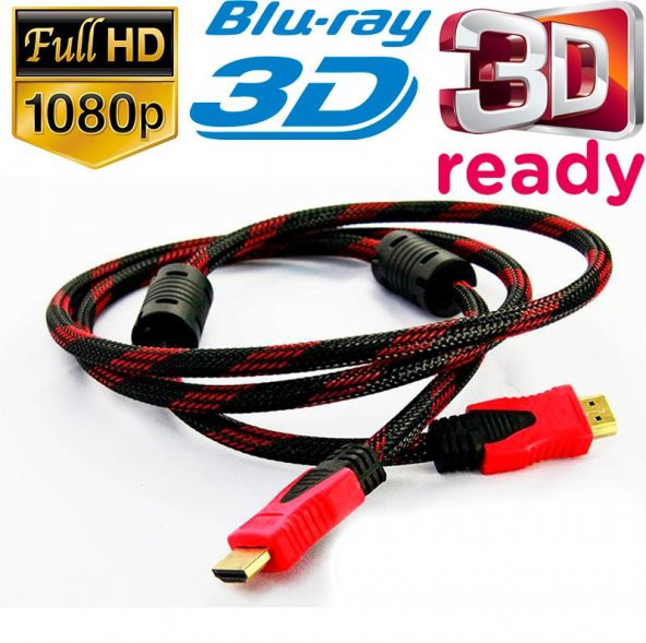 Hdmi Kablo Altın Uçlu Hasır Ip Örgülü 3D Full Hd Hdmi 1 5 Metre