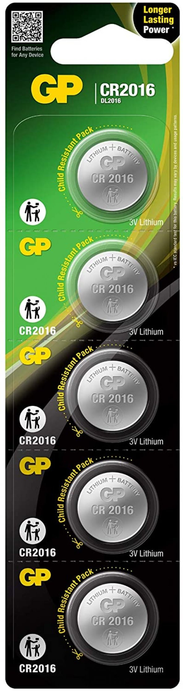 GP CR2016 3V Lityum Kartela Düğme Pil 5li