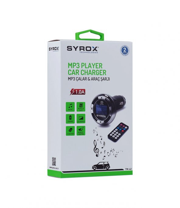 Syrox SYX-TM42  Mp3 Çalar & 1.0 A Araç Şarjı Transmitter