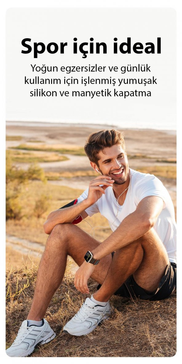 Coofbe Apple Watch 42-44-45MM İçin Manyetik Silikon Kordon Kayış, Apple Watch 2-3-4-5-6-7-8 ve SE - 7