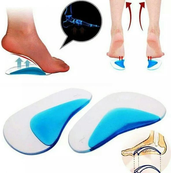 1 Çift Ark Takviye Taban Düşüklüğü Düz Taban Içe Basma Destekli Anatomik Silikon Ayakkabı Tabanlığı - 2