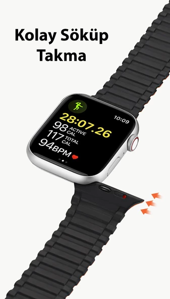 Coofbe Apple Watch 38-40-41MM İçin Manyetik Silikon Kordon Kayış, Apple Watch 2-3-4-5-6-7-8 ve SE - 10