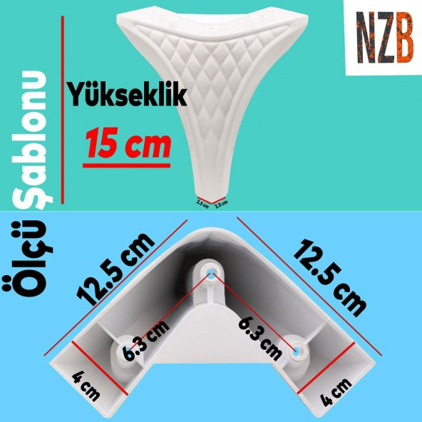 Lüks Mobilya Kanepe Sehpa TV Ünitesi Koltuk Puf Ayağı 15 cm Beyaz Baza Ayak - Resim 3