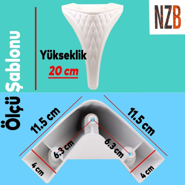 Lüks Mobilya Kanepe Sehpa TV Ünitesi Koltuk Puf Ayağı 20 cm Beyaz Baza Ayak - 4