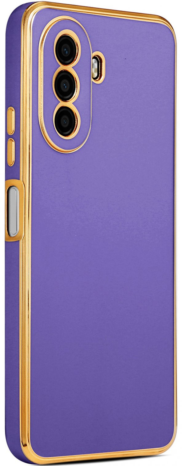 Huawei Nova Y70 Kılıf Kenarları Gold Yüzeyi Pastel Renk Kamera Korumalı Kapak - 3